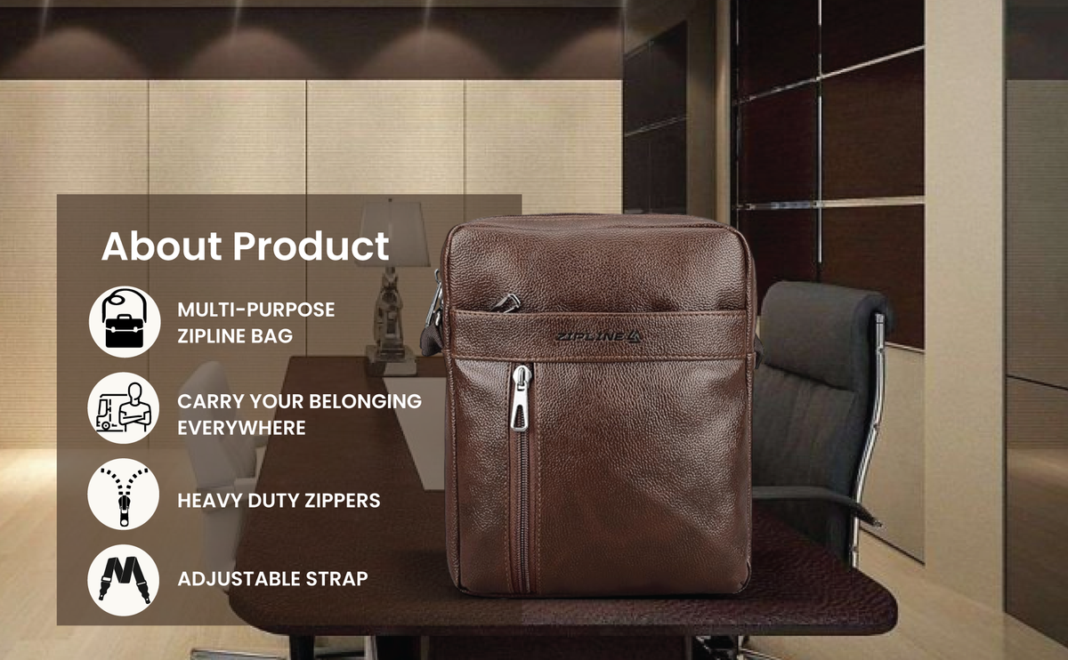 Zipline Sling Crossbody Travel Office Business Messenger One Side Shoulder Bag for Men and Women