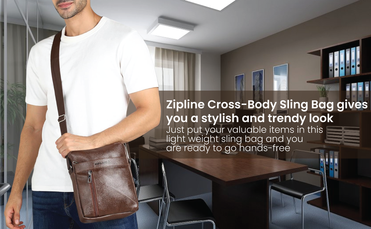 Zipline Sling Crossbody Travel Office Business Messenger One Side Shoulder Bag for Men and Women