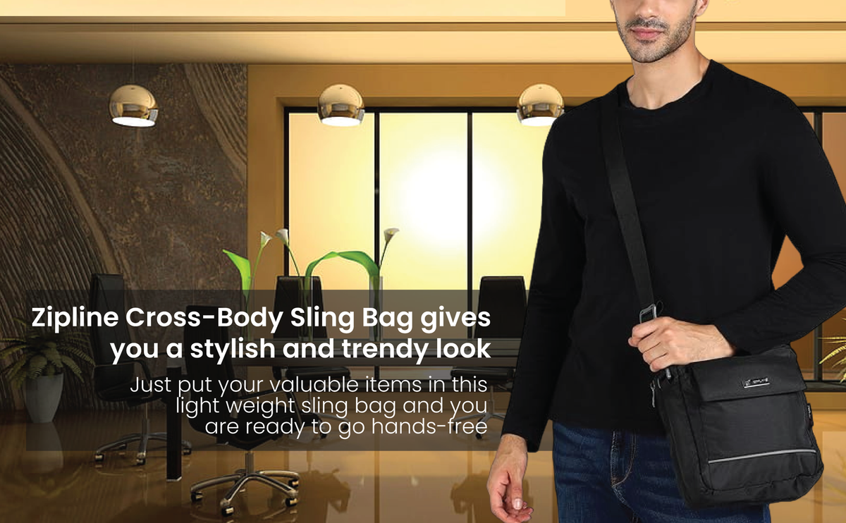 Zipline Sling CrossBody Travel Office Business Messenger One Side Shoulder Bag For Men & Women..