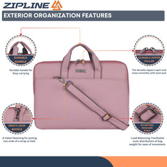 Zipline Office Casual Faux Leather laptop bags for women office use- Fits 13/13.5/14 inch Laptop/Macbook/Macbook Pro/Tablet office bags for women (1-Peach Brown Bag)