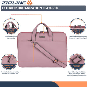 Zipline Office Casual Faux Leather laptop bags for women office use- Fits 13/13.5/14 inch Laptop/Macbook/Macbook Pro/Tablet office bags for women (1-Peach Brown Bag)