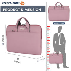 Zipline Office Casual Faux Leather laptop bags for women office use- Fits 13/13.5/14 inch Laptop/Macbook/Macbook Pro/Tablet office bags for women (1-Peach Brown Bag)