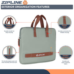 Zipline Office Casual Faux Leather laptop bags for women office use - Fits 13/13.5/14 inch Laptop/Macbook/Macbook Pro/Tablet office bags for women (1-Green Bag)