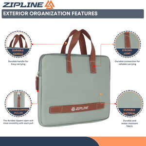 Zipline Office Casual Faux Leather laptop bags for women office use - Fits 13/13.5/14 inch Laptop/Macbook/Macbook Pro/Tablet office bags for women (1-Green Bag)