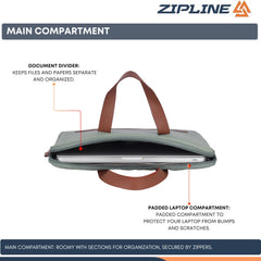 Zipline Office Casual Faux Leather laptop bags for women office use - Fits 13/13.5/14 inch Laptop/Macbook/Macbook Pro/Tablet office bags for women (1-Green Bag)