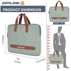 Zipline Office Casual Faux Leather laptop bags for women office use - Fits 13/13.5/14 inch Laptop/Macbook/Macbook Pro/Tablet office bags for women (1-Green Bag)