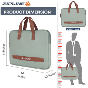 Zipline Office Casual Faux Leather laptop bags for women office use - Fits 13/13.5/14 inch Laptop/Macbook/Macbook Pro/Tablet office bags for women (1-Green Bag)