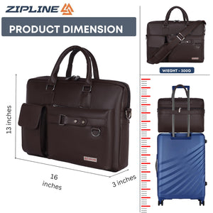 Zipline Laptop bags for men office use | Faux Leather laptop bag for Man - Fits 14/15/15.6 inch Macbook/Macbook Pro/Tablet/Laptop office Bags For Mens (1-Black Bag)