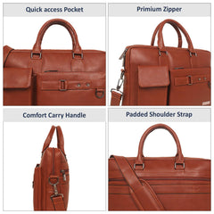 Zipline Laptop bags for men office use | Faux Leather laptop bag for Man - Fits 14/15/15.6 inch Macbook/Macbook Pro/Tablet/Laptop office Bags For Mens (1-Black Bag)
