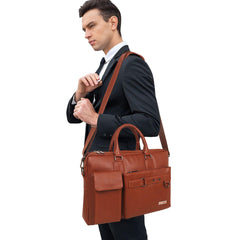 Zipline Laptop bags for men office use | Faux Leather laptop bag for Man - Fits 14/15/15.6 inch Macbook/Macbook Pro/Tablet/Laptop office Bags For Mens (1-Black Bag)
